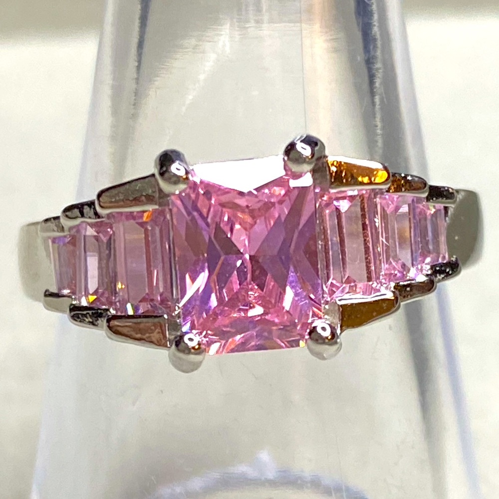 SALE!!! Pink Topaz set with white gold overlay